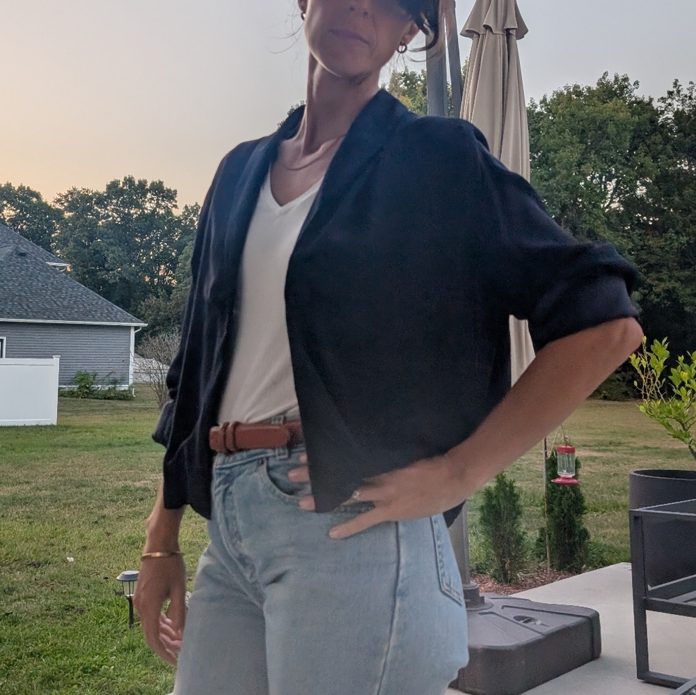 Vintage Eileen Fisher SILK Cropped Blazer Sz- M